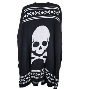 Hot Topic Skull Crossbones Open Front Tight Knit Women's Cardigan 4 - 4X NWT